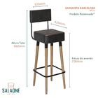 Banqueta Com Encosto Estruturado Para Cozinha/bancada/bar/bis