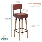 Banqueta Com Encosto Moderna Reforçada 4 Pés Para Cozinha Ame