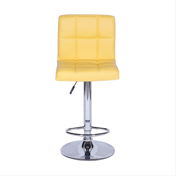 Banqueta Confort Estofada Pu Amarela Base Cromada - Or Design