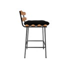 Banqueta Costela Base Metálica Preta Suede Preto - Vallisa De