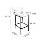 Banqueta Costela Base Metálica Preta Suede Preto - Vallisa De