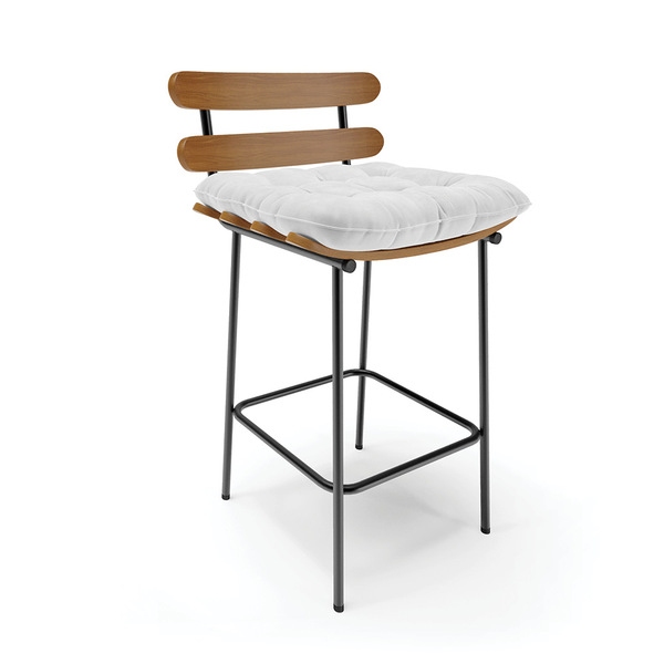 Banqueta Costela Corano Base Metálica Preto J01 - D'rossi - B