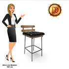 Banqueta Costela Corano Preto Base Metálica Preto - D'rossi