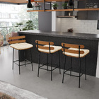 Banqueta Costela Corino Base Metálica Preto J01 - D'rossi - B