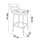 Banqueta Costela Linho Areia A27 Base Metálica Preto J01 - D'