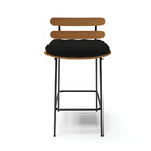 Banqueta Costela Linho Preto A79 Base Metálica Preto - D'rossi