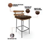 Banqueta Costela Suede Base Metálica Preto - D'rossi - Marrom