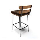 Banqueta Costela Suede Base Metálica Preto - D'rossi - Marrom