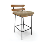 Banqueta Costela Suede Base Metálica Preto J01 - D'rossi - Ma