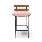 Banqueta Costela Suede Rosa Bebê Base Metálica Preto - D'rossi