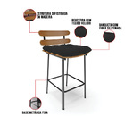 Banqueta Costela Veludo Base Metálica Preto J01 - D'rossi - P