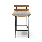 Banqueta Costela Veludo Cinza Base Metálica Preto - D'rossi