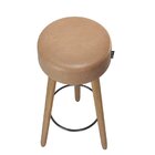 Banqueta Couro Sintético E Madeira Maciça Londres  Marrom/pre