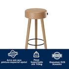 Banqueta Couro Sintético E Madeira Maciça Londres  Marrom/pre