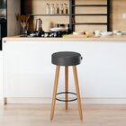 Banqueta Couro Sintético E Madeira Maciça Londres  Preto/marr