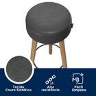 Banqueta Couro Sintético E Madeira Maciça Londres  Preto/marr