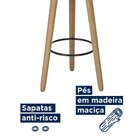 Banqueta Couro Sintético E Madeira Maciça Londres  Preto/marr