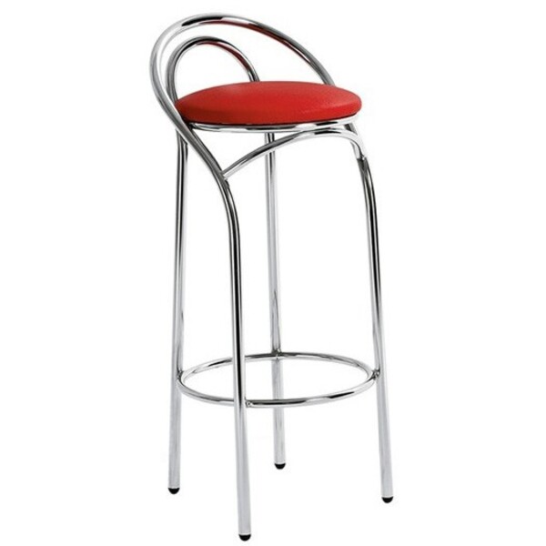 Banqueta Cromada Alta Assento Vermelho - Poltronas Do Sul