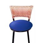 Banqueta Cyber Preta Junco Capuccino Assento Azul  70d