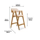 Banqueta Dália Madeira Maciça Estofada Com Apoio De Braço Mad