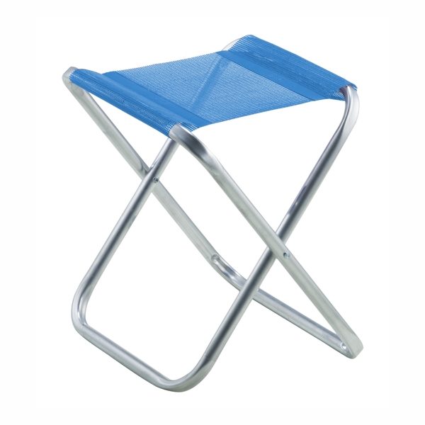 Banqueta De Alumínio Dobrável Azul