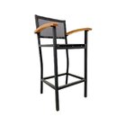 Banqueta De Alumínio E Tela Sling Com Acabamento De Madeira N