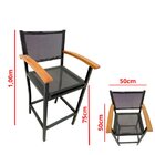 Banqueta De Alumínio E Tela Sling Com Acabamento De Madeira N