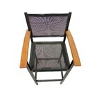 Banqueta De Alumínio E Tela Sling Com Acabamento De Madeira N