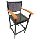 Banqueta De Alumínio E Tela Sling Com Acabamento De Madeira N