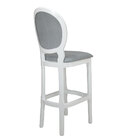 Banqueta De Balcão Medalhão Capitonê Branco E Linho Cinza