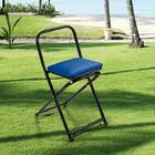 Banqueta De Ferro Dobrável Pesca Azul Cadeira Banco Industrial