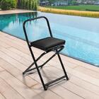 Banqueta De Ferro Dobrável Pesca Preto Cadeira Banco Industri