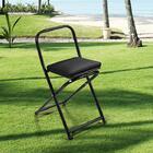 Banqueta De Ferro Dobrável Pesca Preto Cadeira Banco Industri