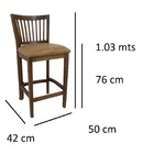 Banqueta De Madeira Com Encosto Verniz Imbuia E Courino Marro