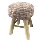 Banqueta De Madeira E Tecido Aveludado Rose