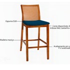 Banqueta De Madeira Em Veludo Azul Requiem