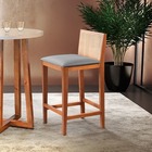 Banqueta De Madeira Em Veludo Cinza Requiem