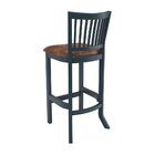 Banqueta De Madeira Maciça Valência Azul Petróleo