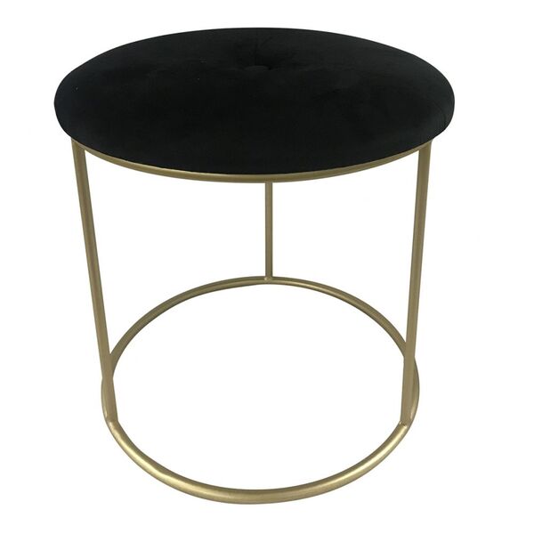 Banqueta De Metal E Veluda Preto E Dourado