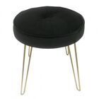 Banqueta De Metal E Veluda Preto E Dourado