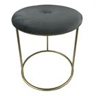 Banqueta De Metal E Veludo Cinza E Dourado