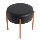 Banqueta Decorativa 45cm Antonieta Couro Preto G34 - Gran Belo