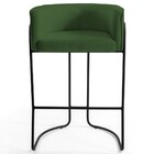 Banqueta Decorativa Base Aço Preto Betina A-89 Corano Verde -