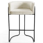 Banqueta Decorativa Base Aço Preto Betina C-107 Linho Bege Fo