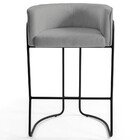 Banqueta Decorativa Base Aço Preto Betina C-416 Linho Cinza E