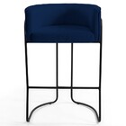 Banqueta Decorativa Base Aço Preto Betina Veludo C-304 Azul M