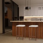 Banqueta Decorativa Billie Base Bronze Suede Bege G41 - Gran