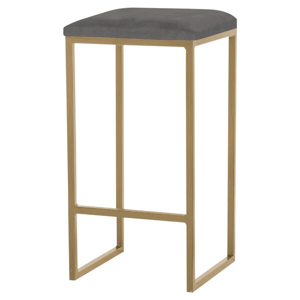 Banqueta Decorativa Billie Base Gold Suede Cinza G41 - Gran B