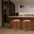 Banqueta Decorativa Billie Base Gold Suede Rosa G41 - Gran Be