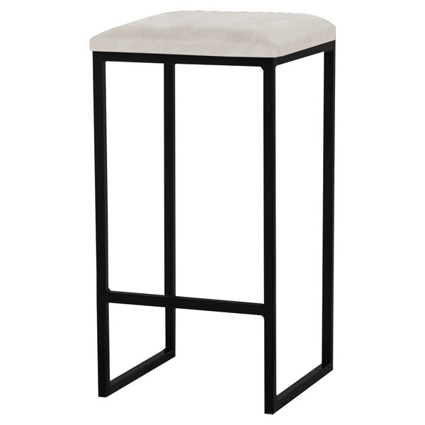 Banqueta Decorativa Billie Base Preta Suede Bege G41 - Gran B